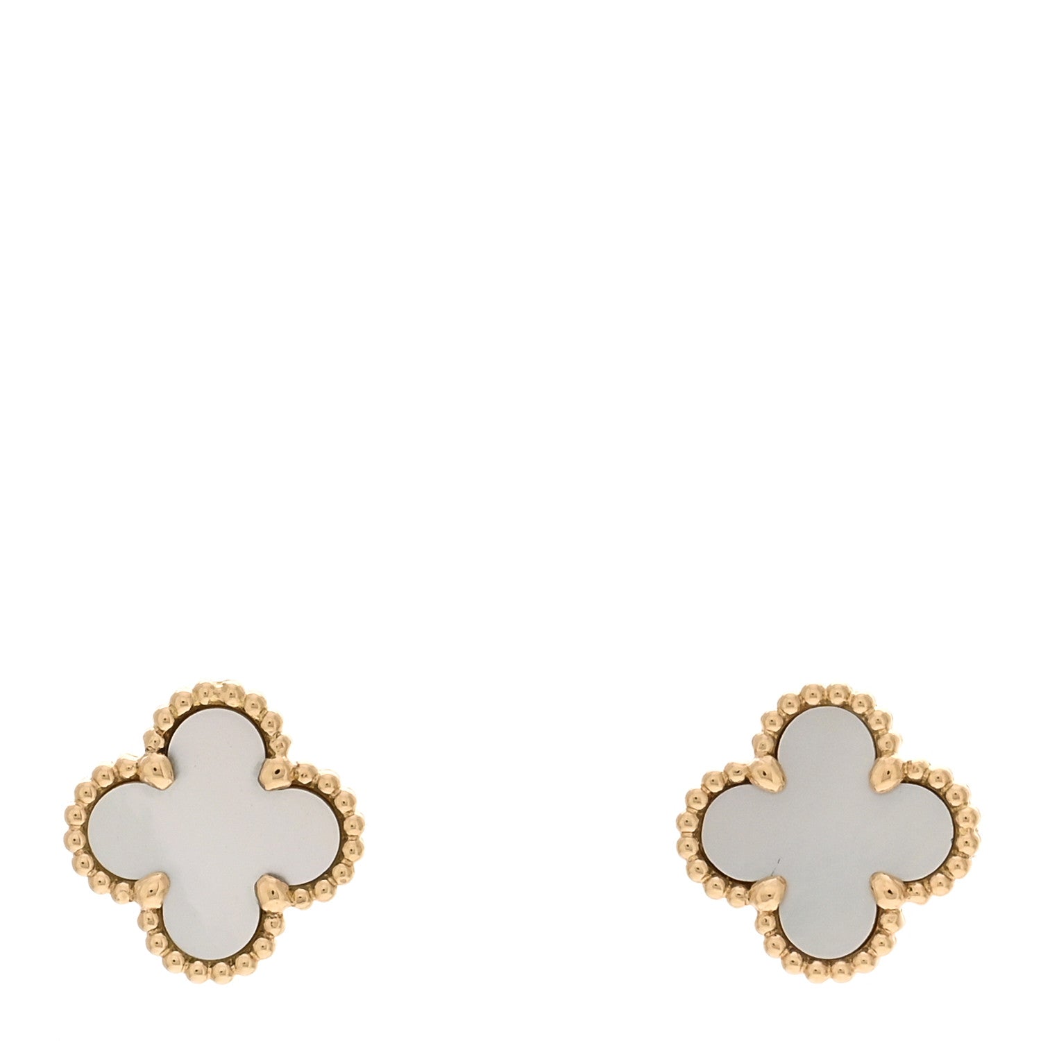Van Cleef & Arpels 18K Yellow Gold Mother of Pearl Sweet Alhambra Earrings 1 of 4