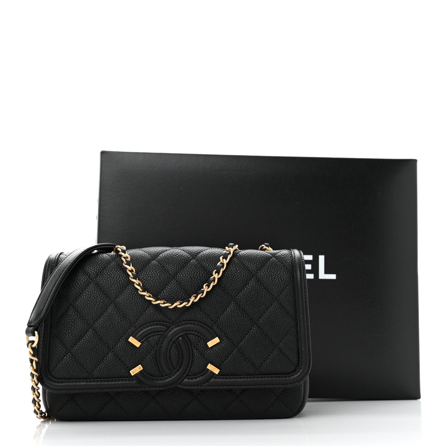 Caviar Quilted Small CC Filigree Flap Black