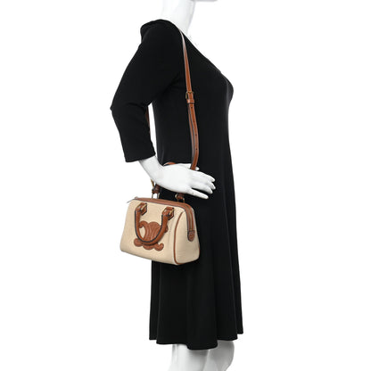 Celine Triomphe Textile Calfskin Small Boston Bag Natural Tan 2 of 10