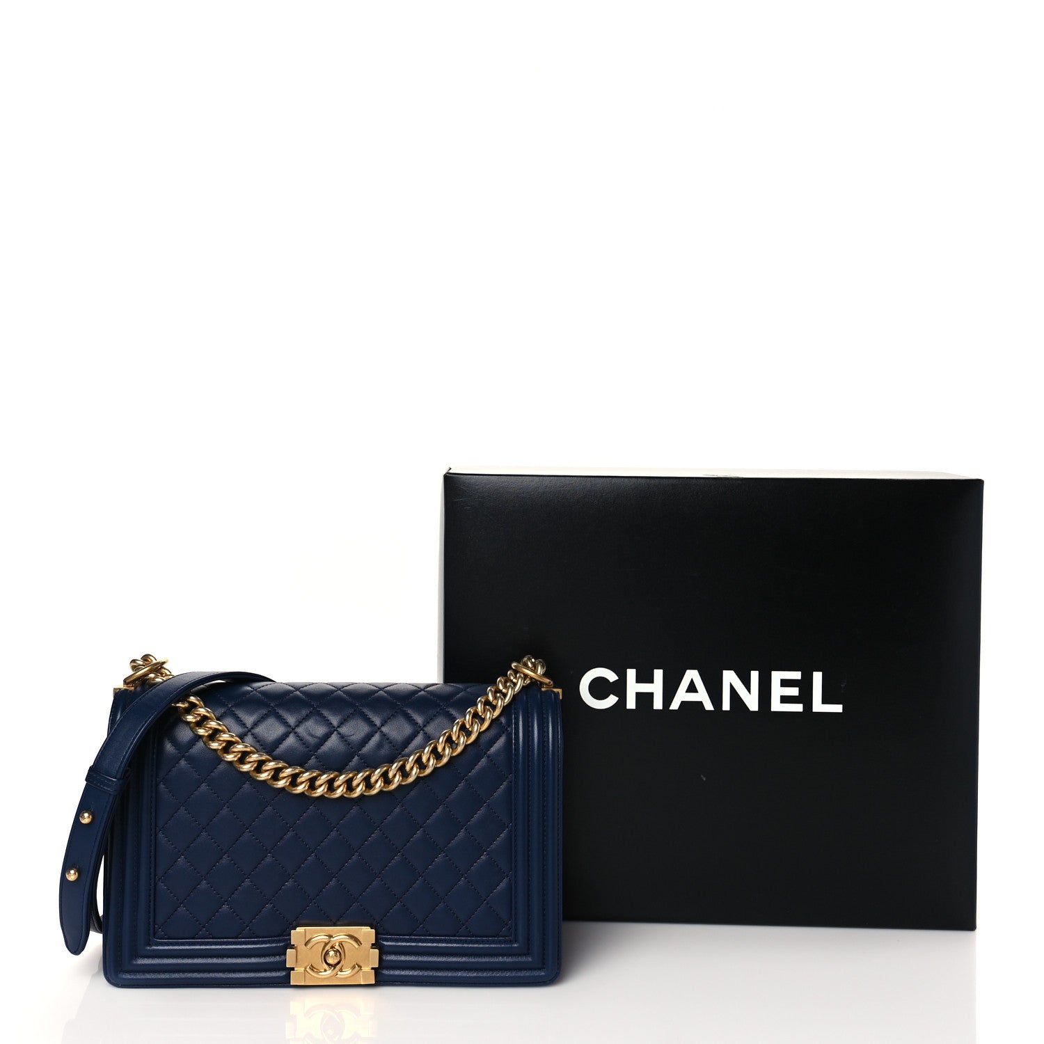 Chanel Lambskin Quilted New Medium Boy Flap Navy 11 of 11