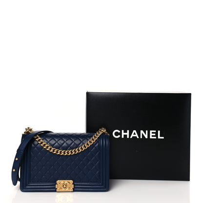 Chanel Lambskin Quilted New Medium Boy Flap Navy 11 of 11