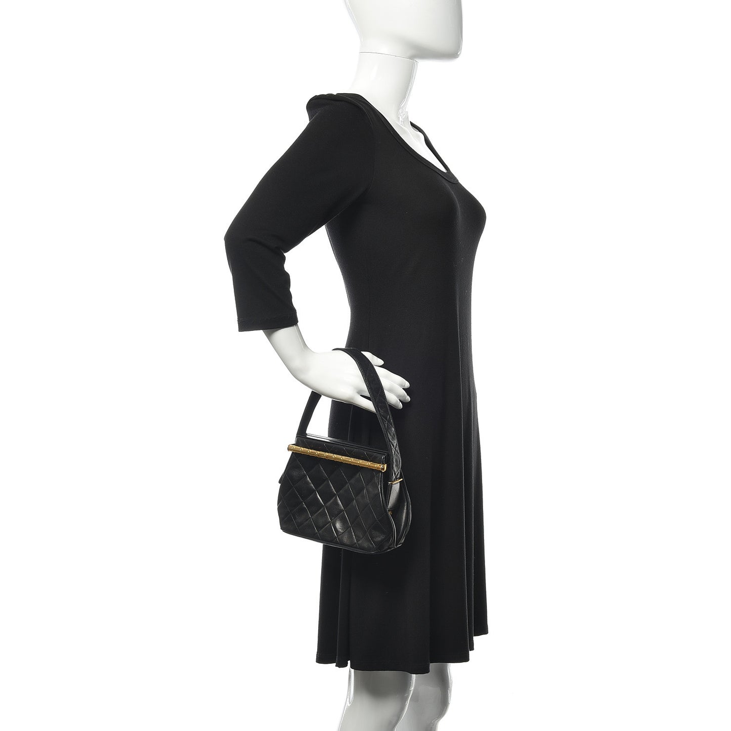 Lambskin Quilted Shoulder Bag Black