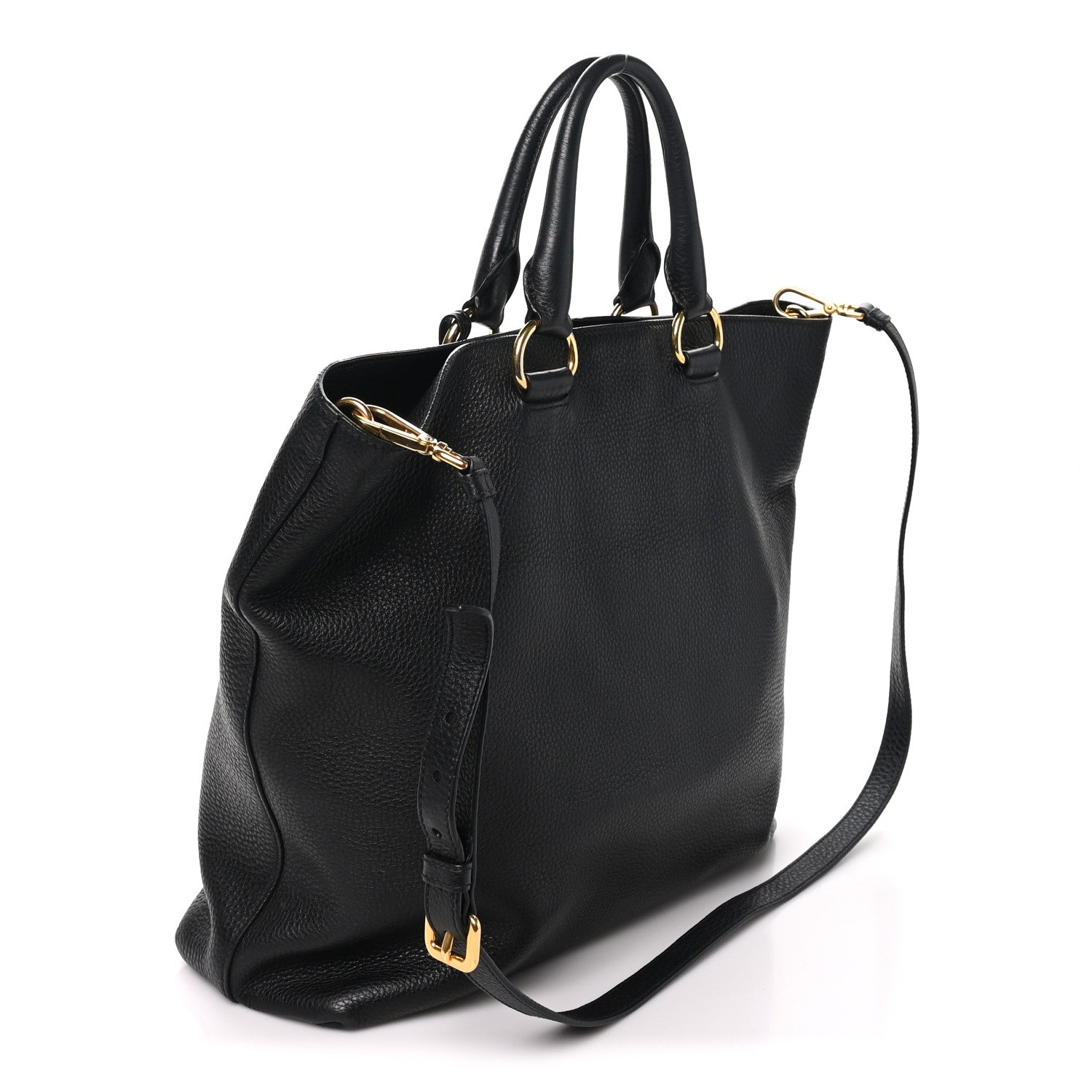 Prada Vitello Daino Shopping Tote Black 3 of 9