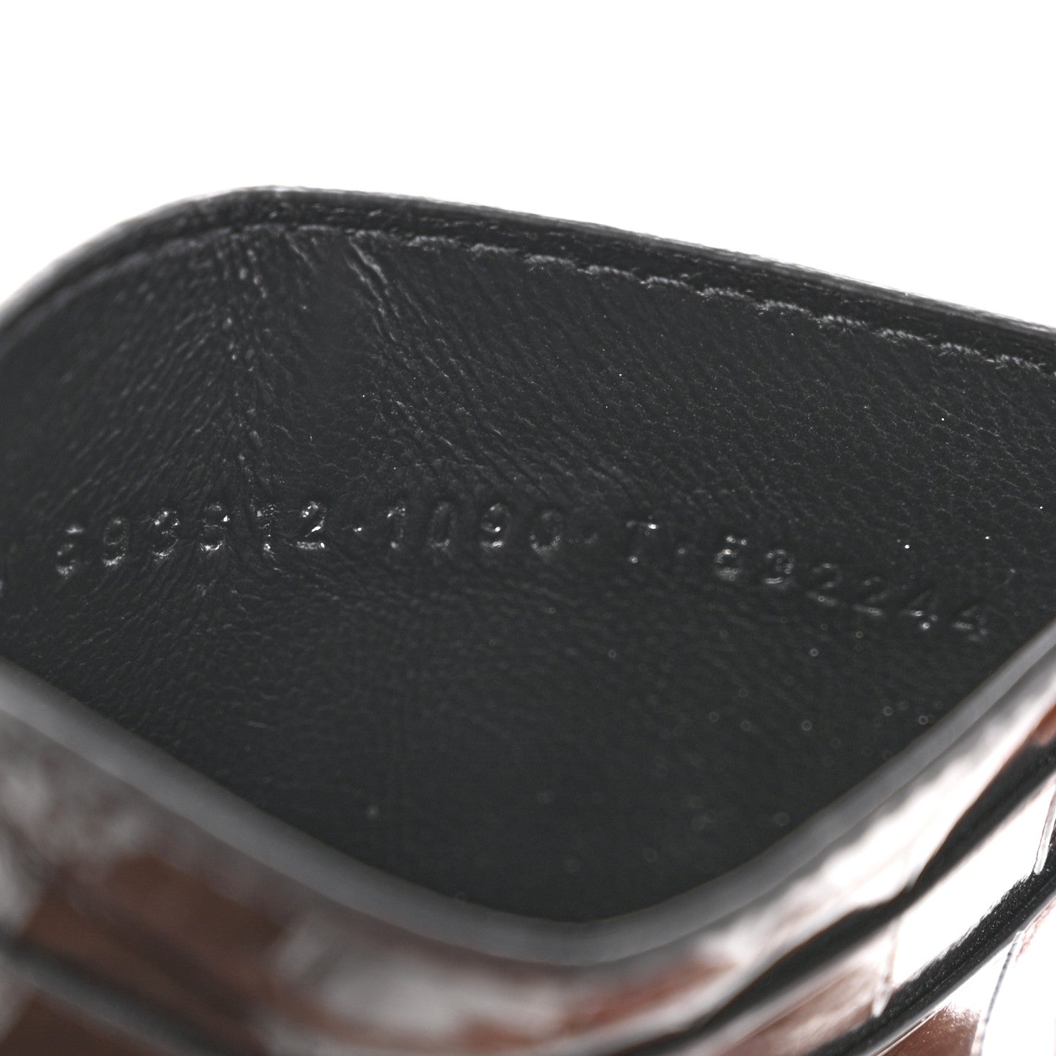 Balenciaga Shiny Calfskin Logo Crocodile Embossed Cash Rounded Card Holder Black White 8 of 9