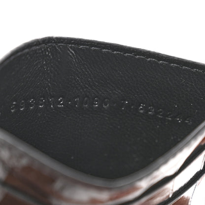 Balenciaga Shiny Calfskin Logo Crocodile Embossed Cash Rounded Card Holder Black White 8 of 9