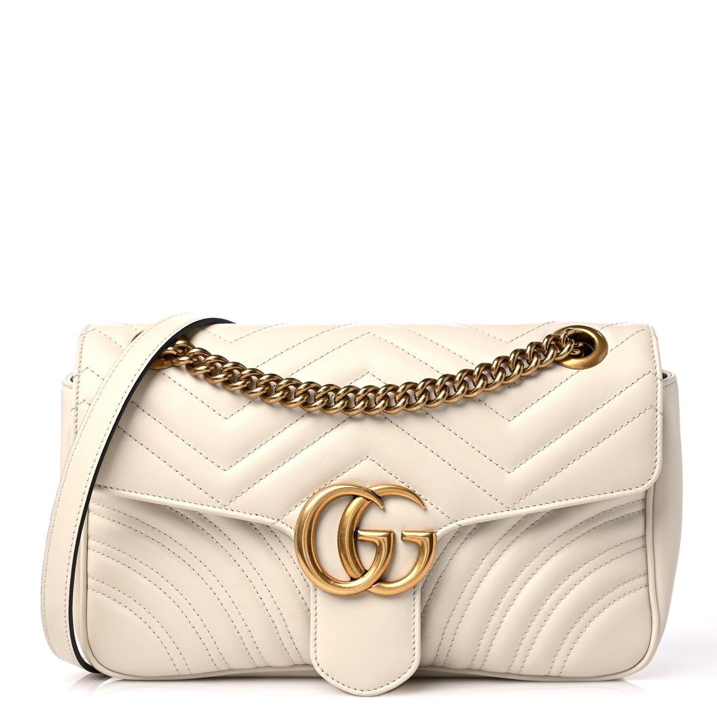 Calfskin Matelasse Small GG Marmont Shoulder Bag White