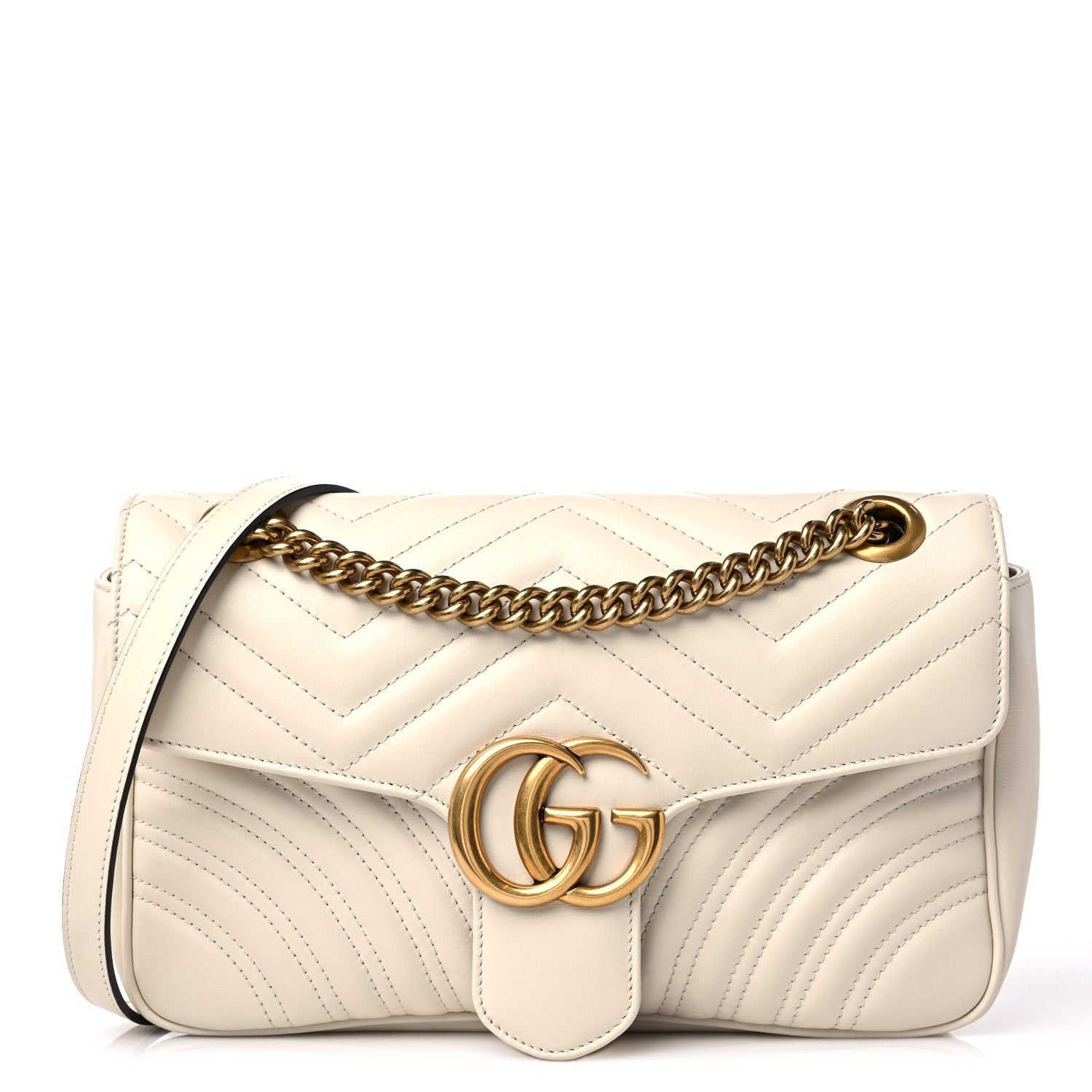 Gucci Calfskin Matelasse Small GG Marmont Shoulder Bag White 1 of 10