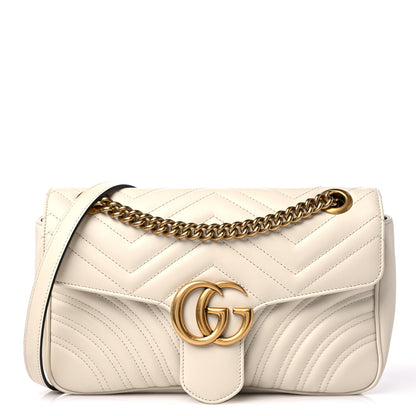 Gucci Calfskin Matelasse Small GG Marmont Shoulder Bag White 1 of 10