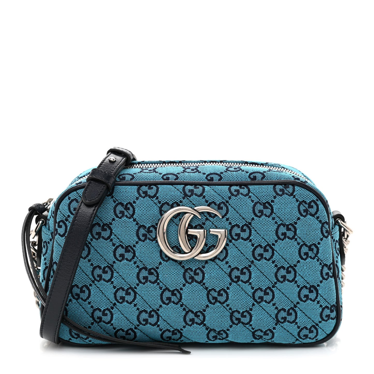 Monogram Multicolor Matelasse Diagonal Small GG Marmont Chain Shoulder Bag Light Blue