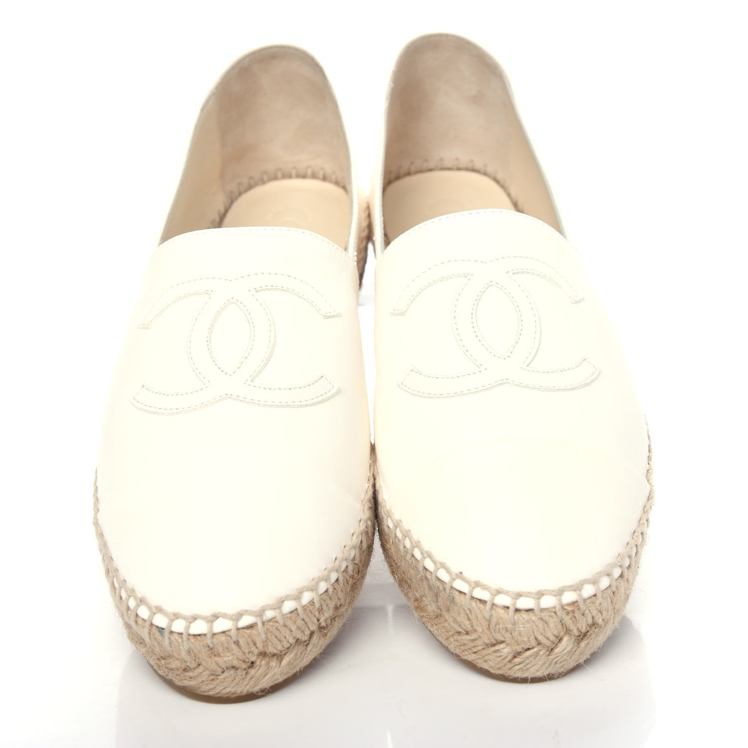 Chanel Lambskin CC Espadrilles 40 White 5 of 13