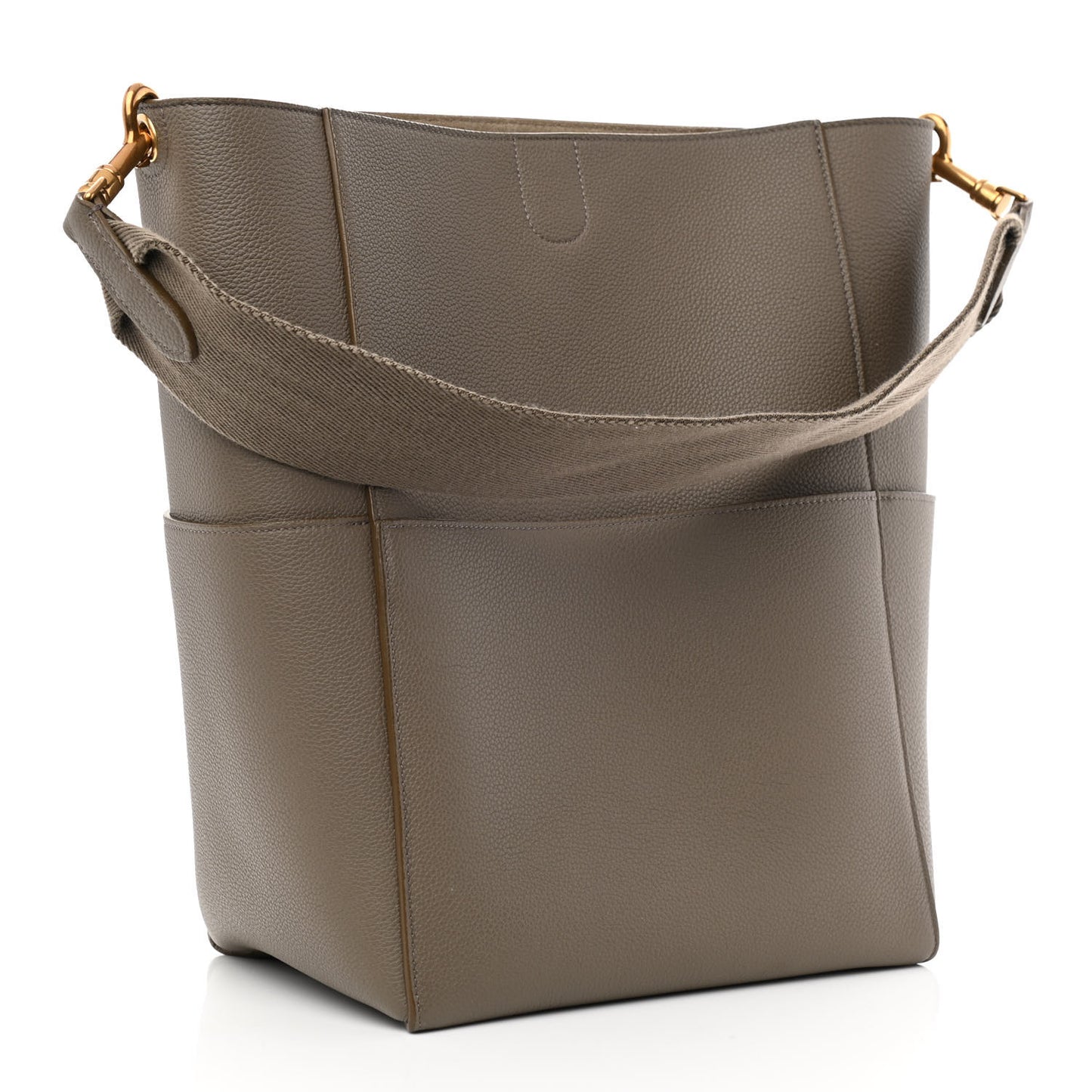 Soft Grained Calfskin Sangle Bucket Bag Taupe