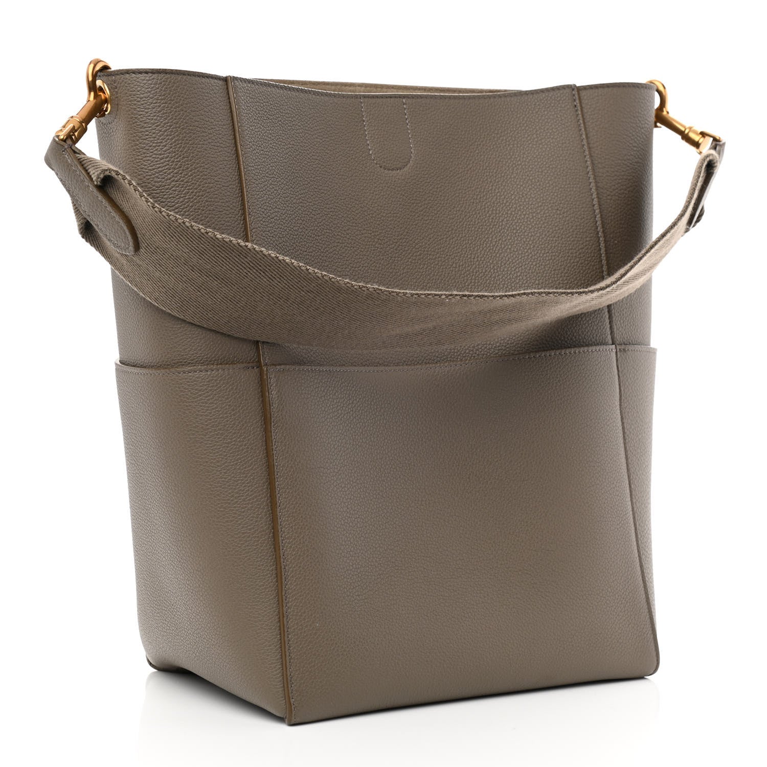 Celine Soft Grained Calfskin Sangle Bucket Bag Taupe 3 of 9