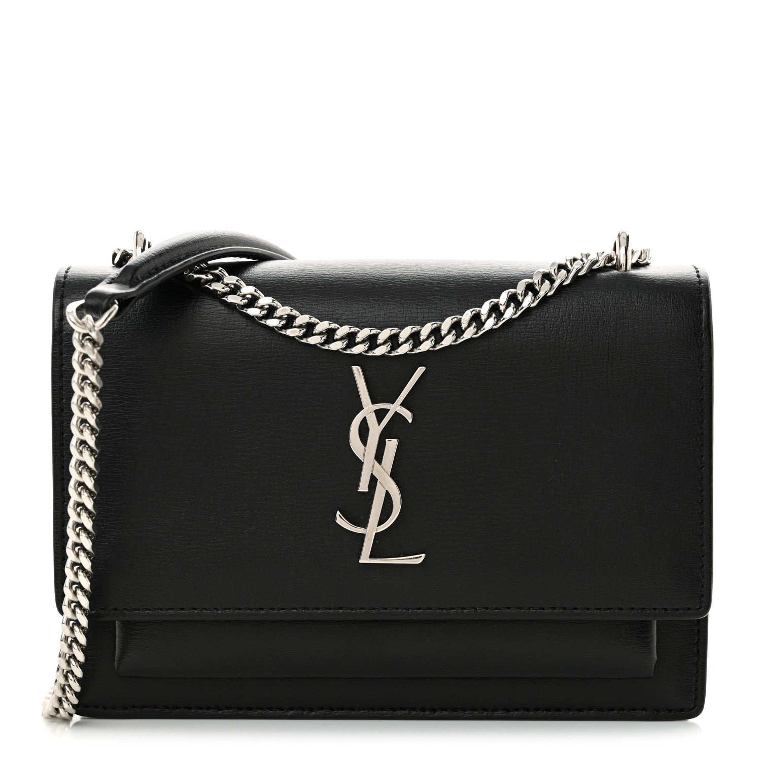 Saint Laurent Calfskin Monogram Sunset Chain Wallet Black 1 of 12