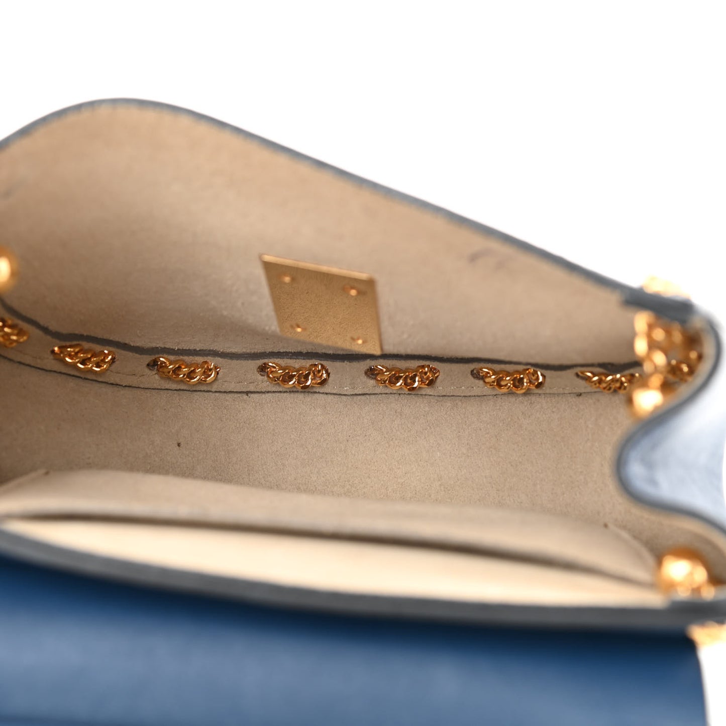 Lambskin Drew Threaded-Chain Shoulder Bag Blue