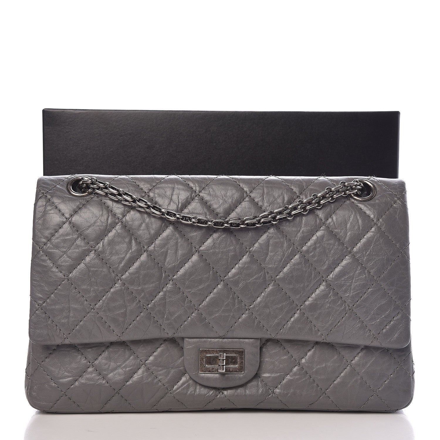 Chanel Aged Calfskin Quilted 2.55 Reissue 226 Flap Dark Grey 11 of 11