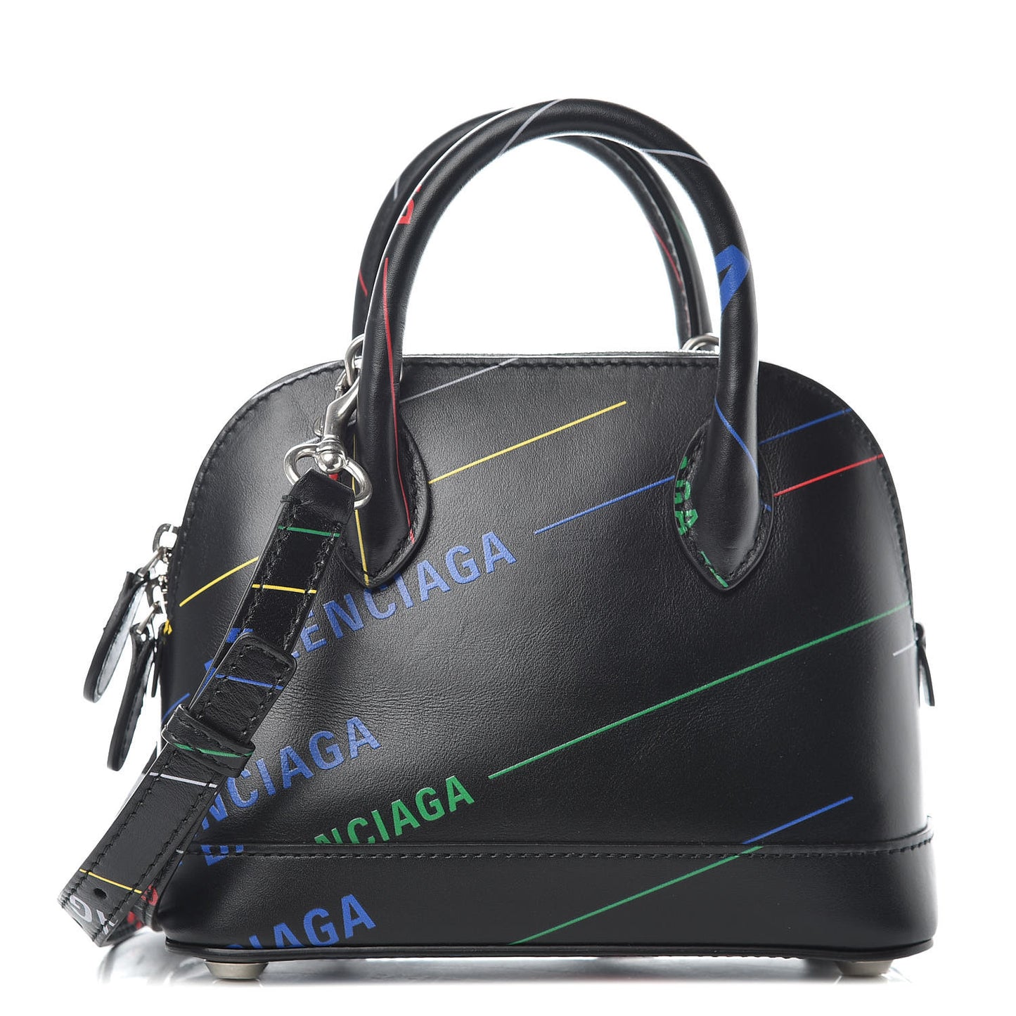 Calfskin Logo Print XXS Ville Top Handle Bag Black Multicolor
