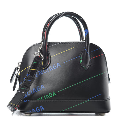 Balenciaga Calfskin Logo Print XXS Ville Top Handle Bag Black Multicolor 1 of 8