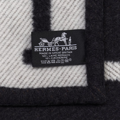 Hermes Wool Cashmere Avalon Blanket Ecru Gris Fonce 3 of 3