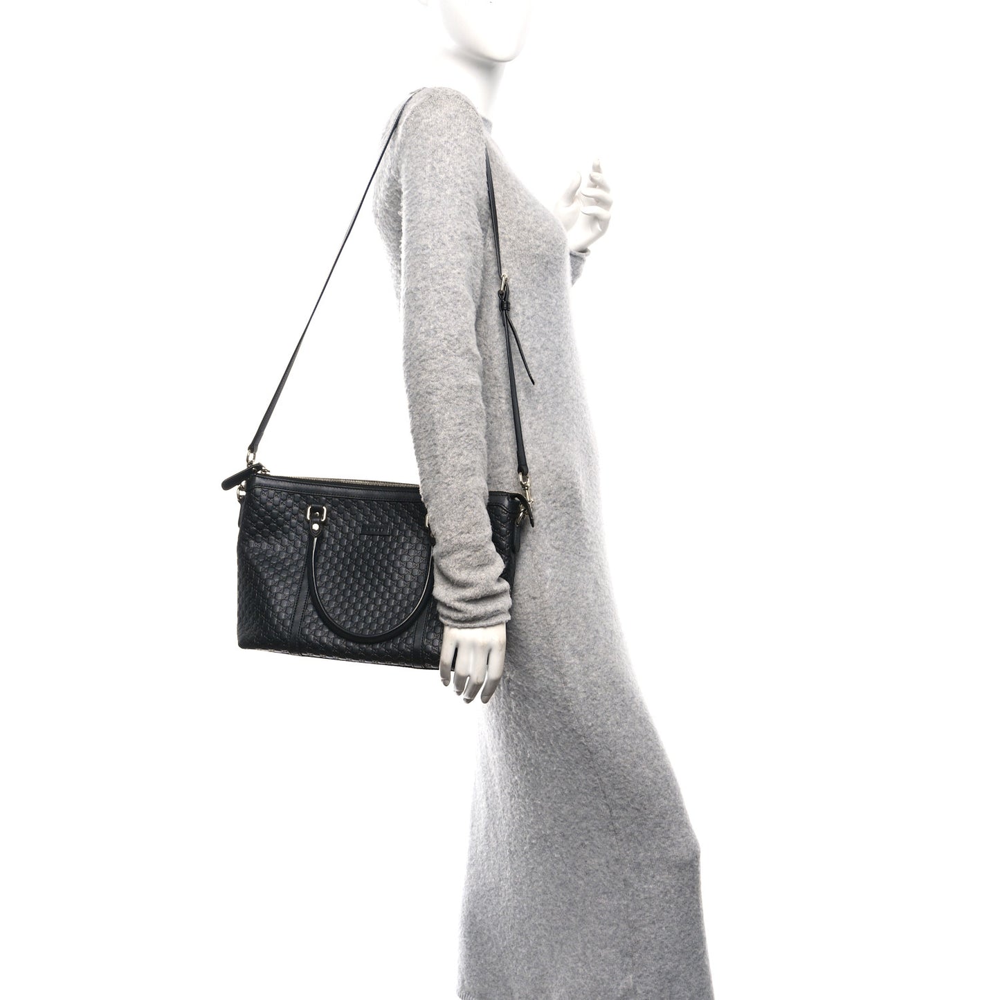Soft Microguccissima Small Zippered Satchel Black