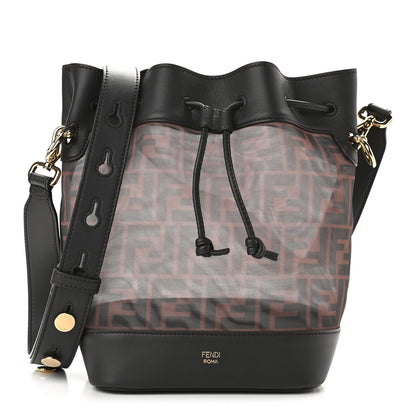 Fendi Mesh Vitello Grace F is Fendi FF 1974 Grande Mon Tresor Bucket Bag Marrone Black Ebano 1 of 9