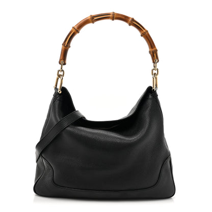 Gucci Pebbled Calfskin Medium Diana Bamboo Shoulder Bag Black 1 of 11
