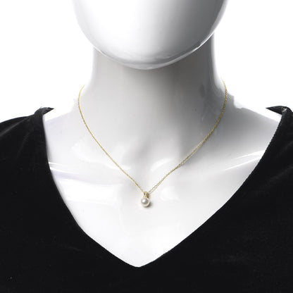 Mikimoto 18K Yellow Gold Diamond Akoya Pearl 7mm Drop Pendant Necklace 2 of 5