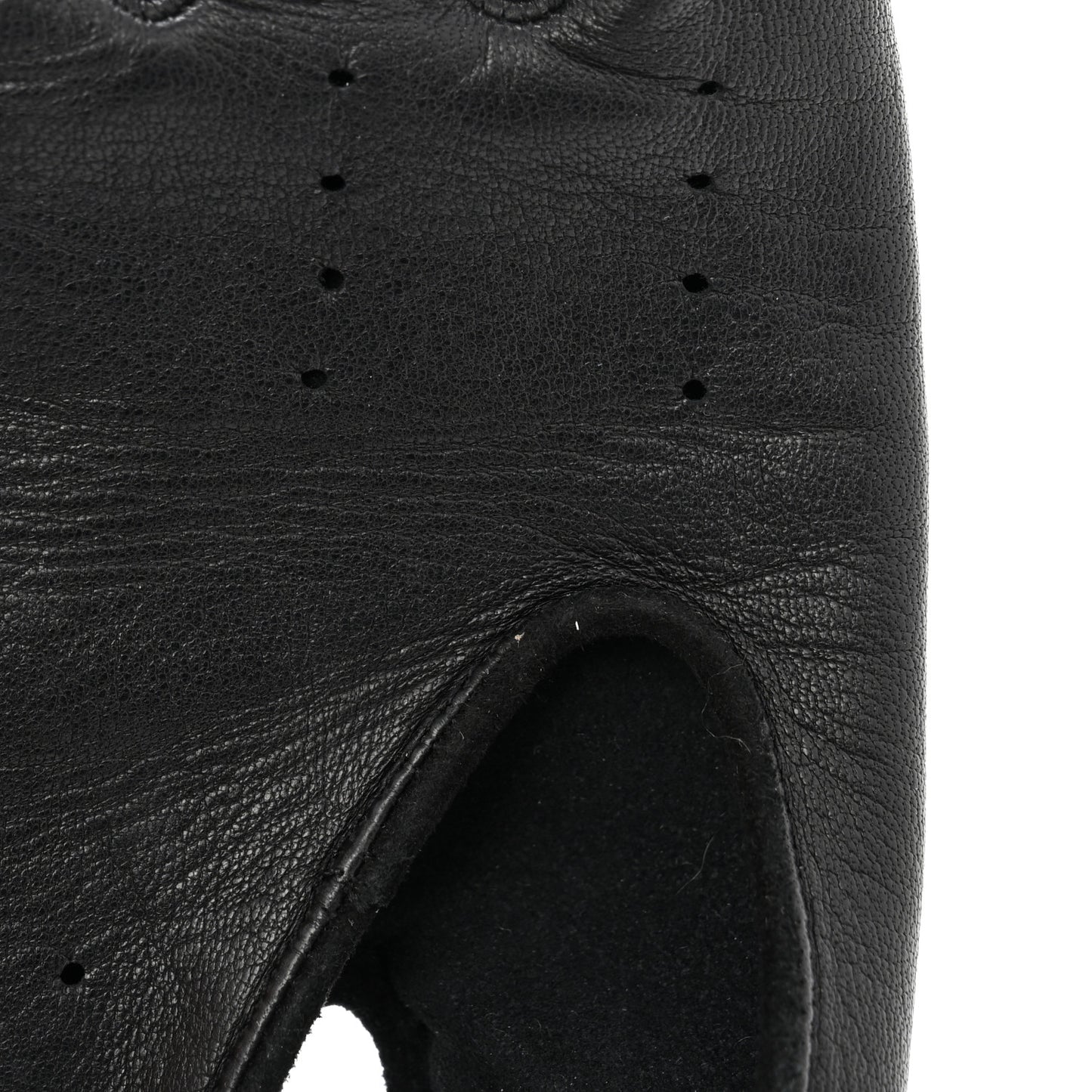 Lambskin Perforated Fingerless Chain CC Gloves 7.5 Black