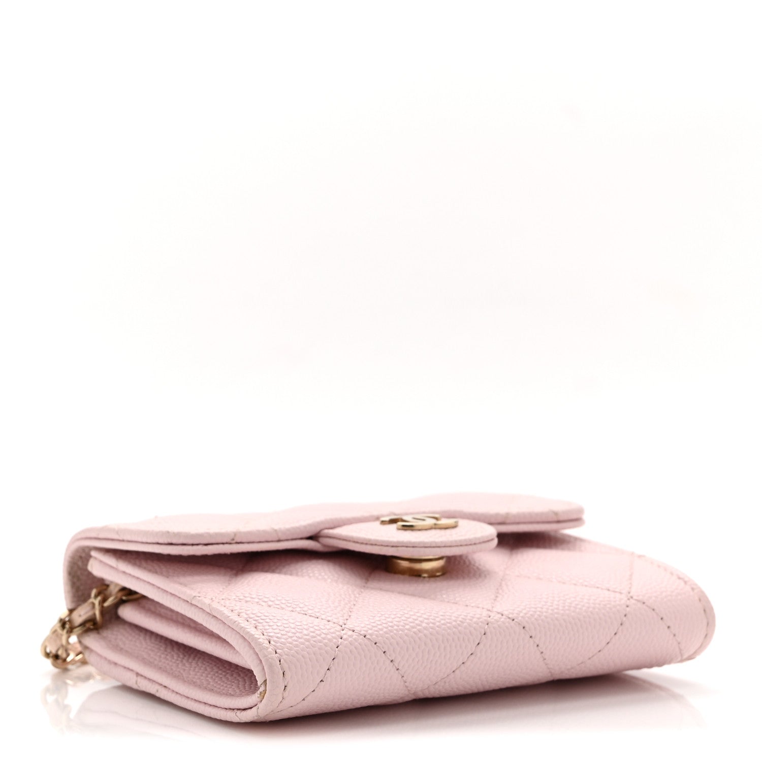 Chanel Caviar Quilted Flap Card Holder On Chain Pink 4 of 12
