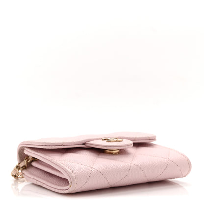 Chanel Caviar Quilted Flap Card Holder On Chain Pink 4 of 12