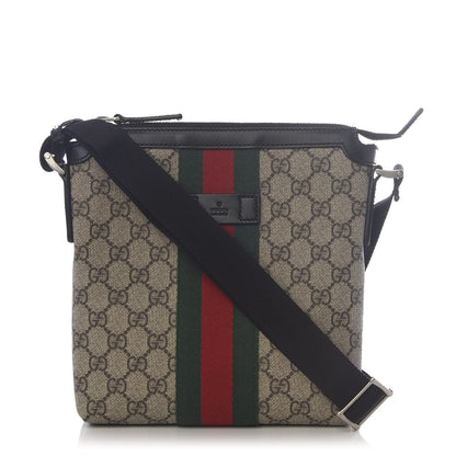 Gucci GG Supreme Monogram Web Messenger Bag Black 1 of 8
