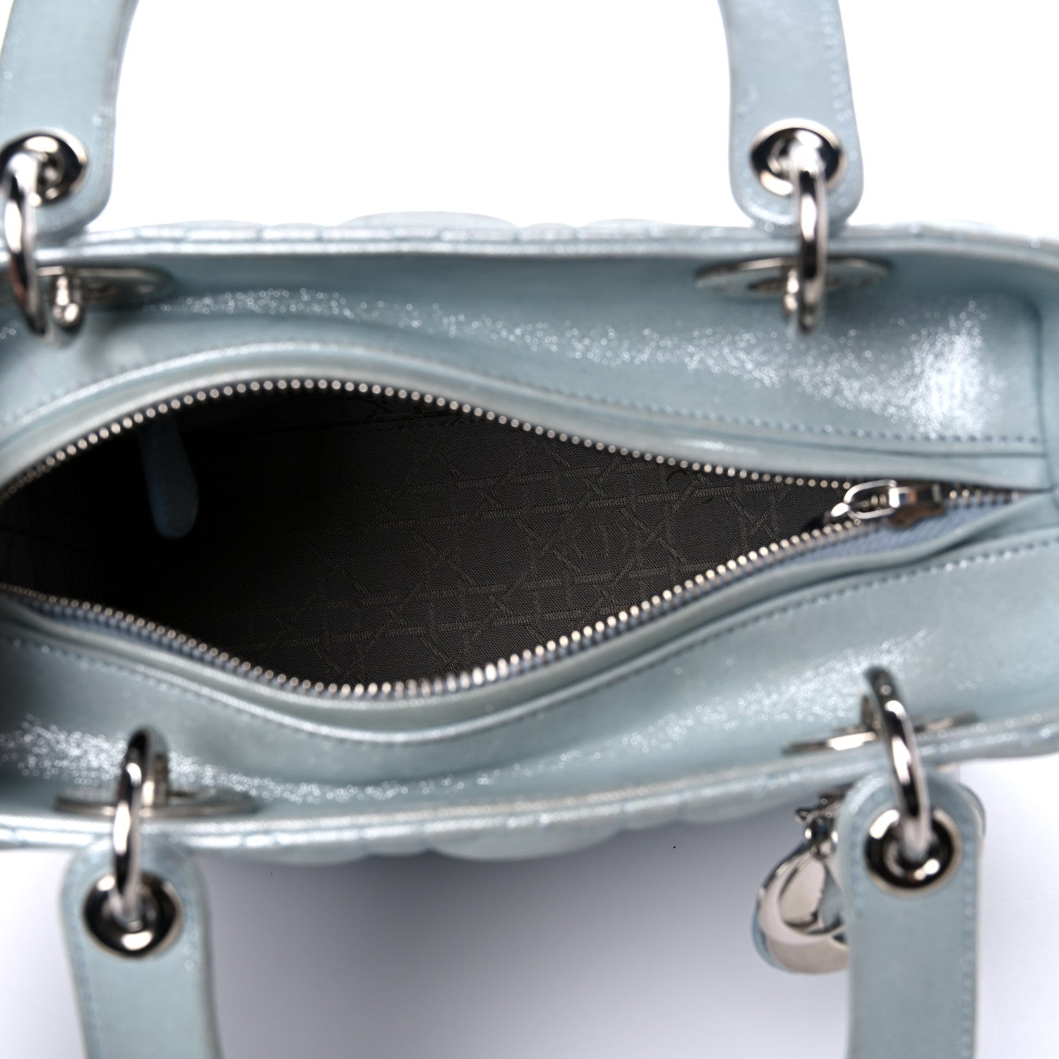 Christian Dior Metallic Lambskin Cannage Medium Lady Dior Light Blue 5 of 18