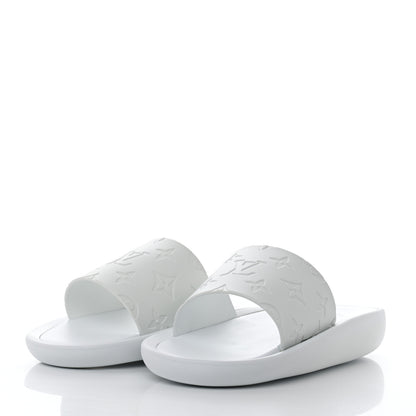 Louis Vuitton Rubber Monogram Embossed Sunbath Flat Mule 39 White 3 of 7