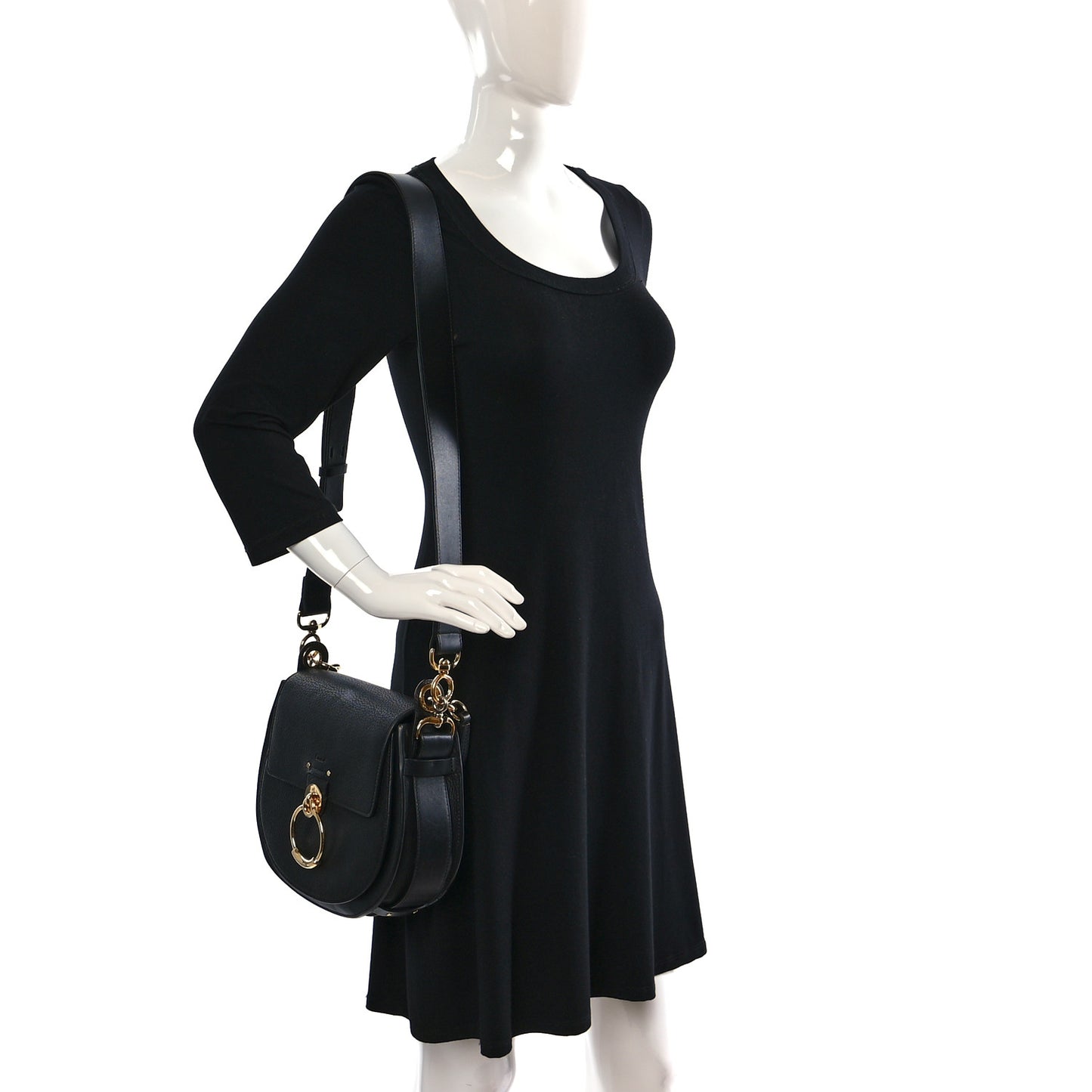 Grained Calfskin Large Tess Bag Black