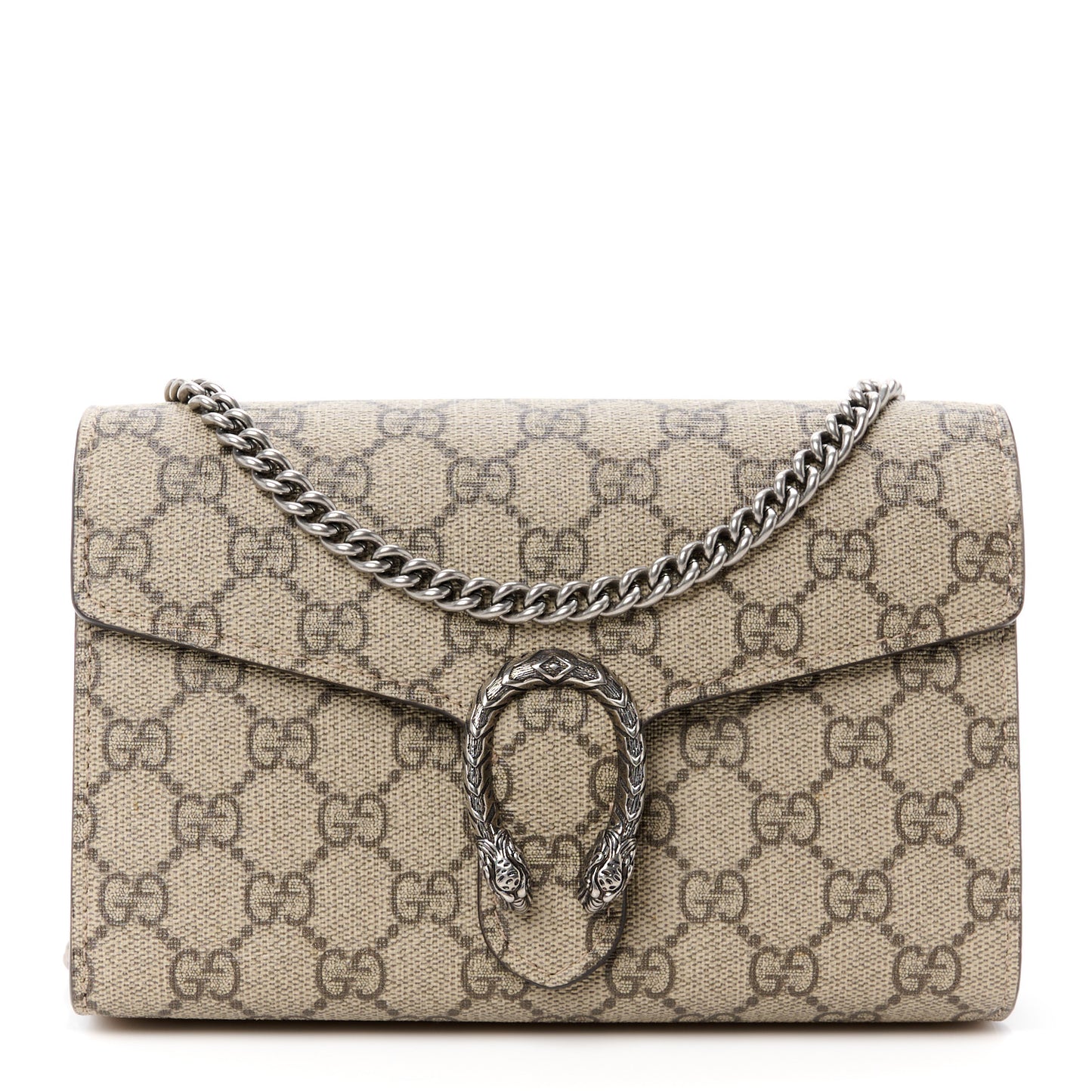 GG Supreme Monogram Mini Dionysus Chain Wallet Beige Taupe