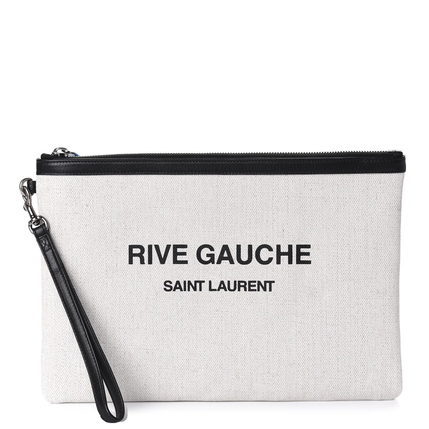 Linen Canvas Rive Gauche Zipped Pouch Optic White