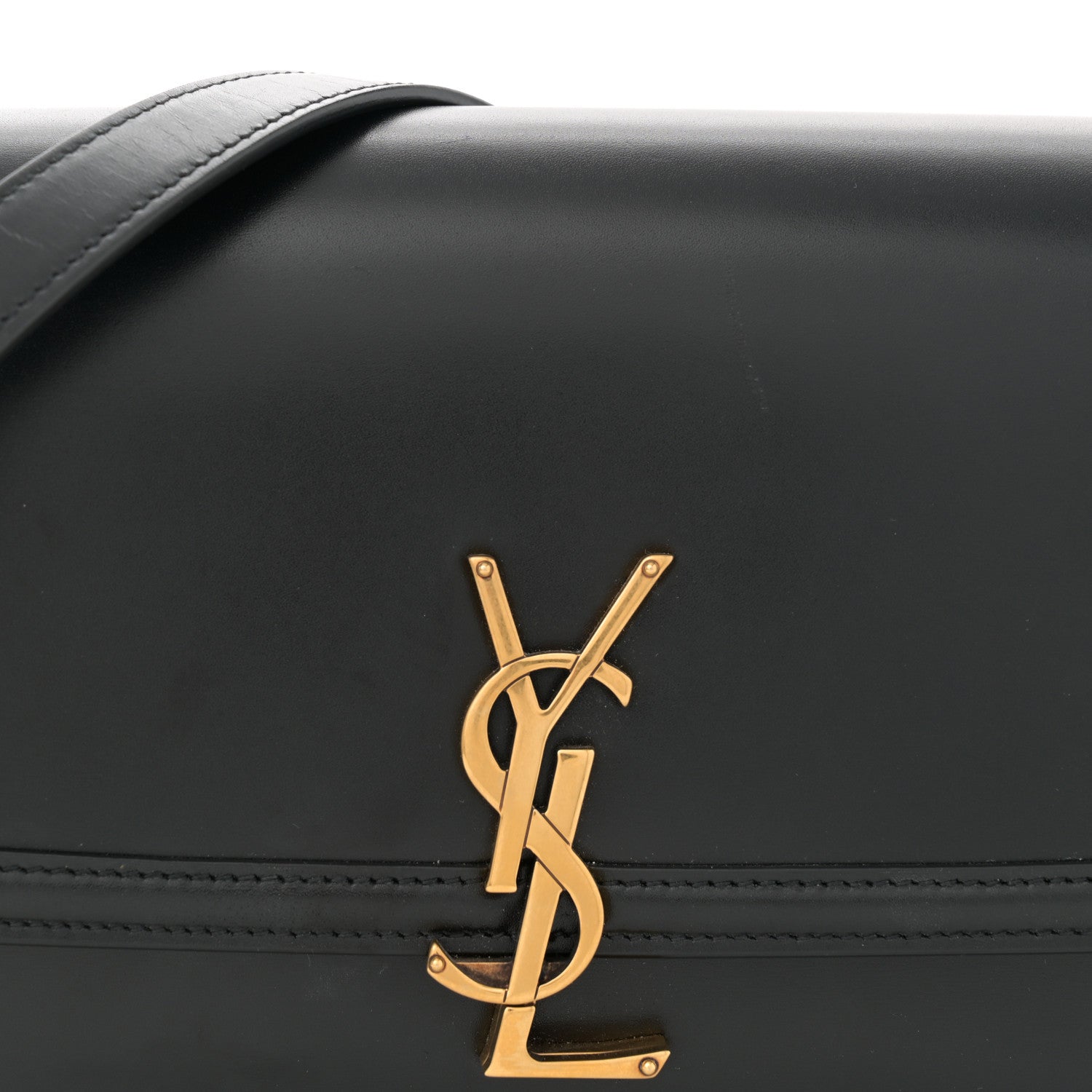 Saint Laurent Box Calfskin Monogram Medium Solferino Satchel Black 8 of 14