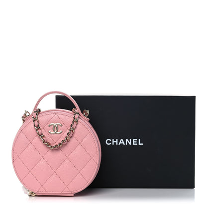 Chanel Caviar Quilted Round Handle With Care Vanity With Chain Pink 12 of 12
