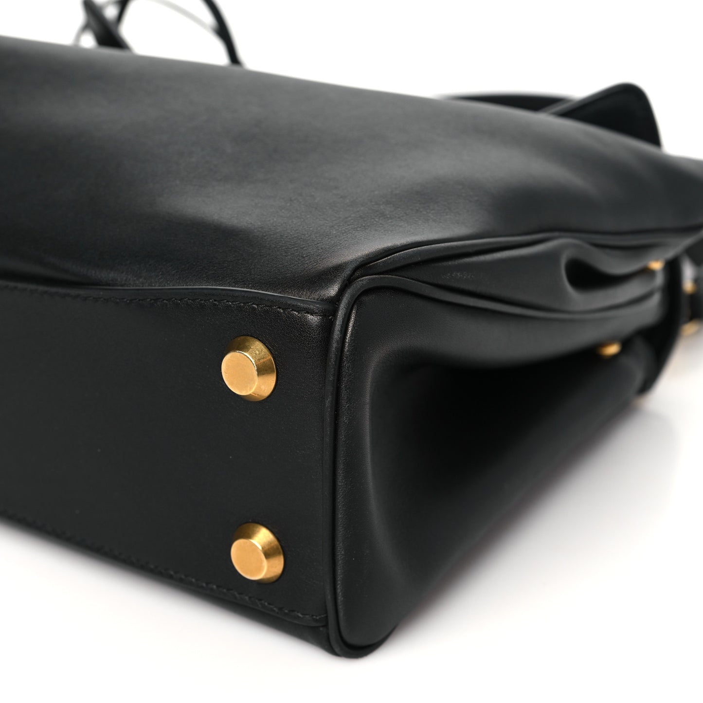 Natural Smooth Calfskin Small Rodeo Top Handle Handbag Black