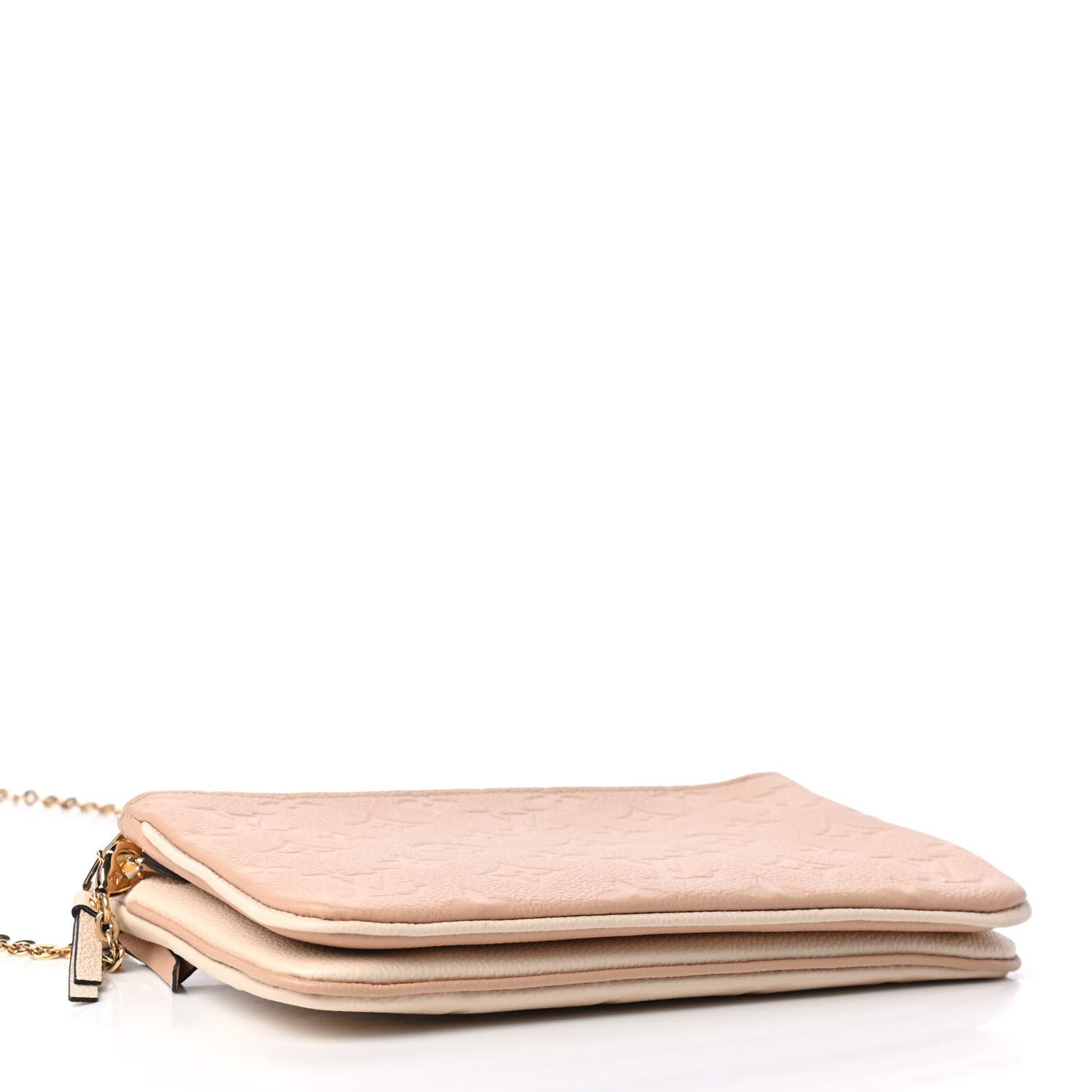 Empreinte Double Zip Pochette Beige Rose Creme
