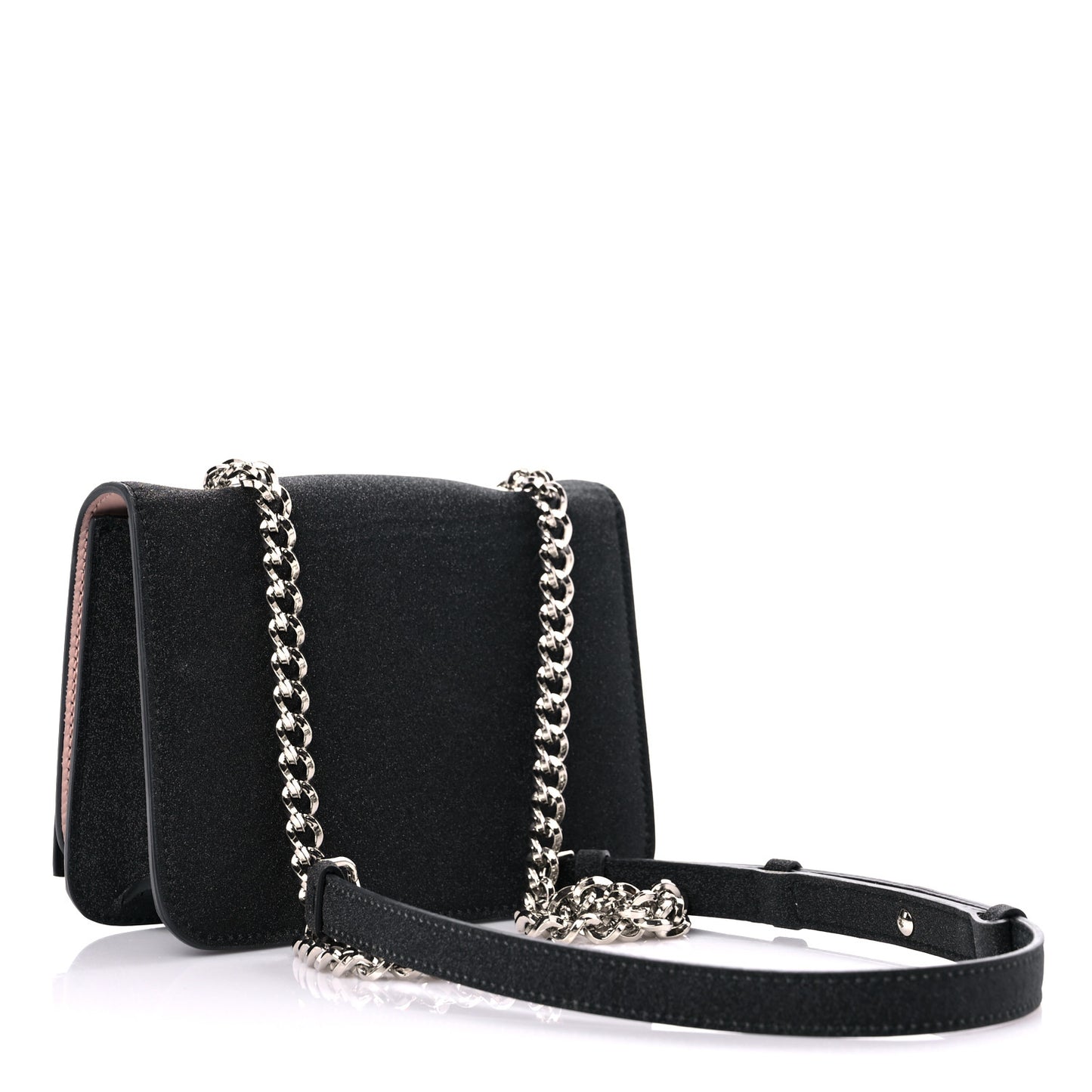 Rainbow Glitter Mini Vara Bow Crossbody Bag Black