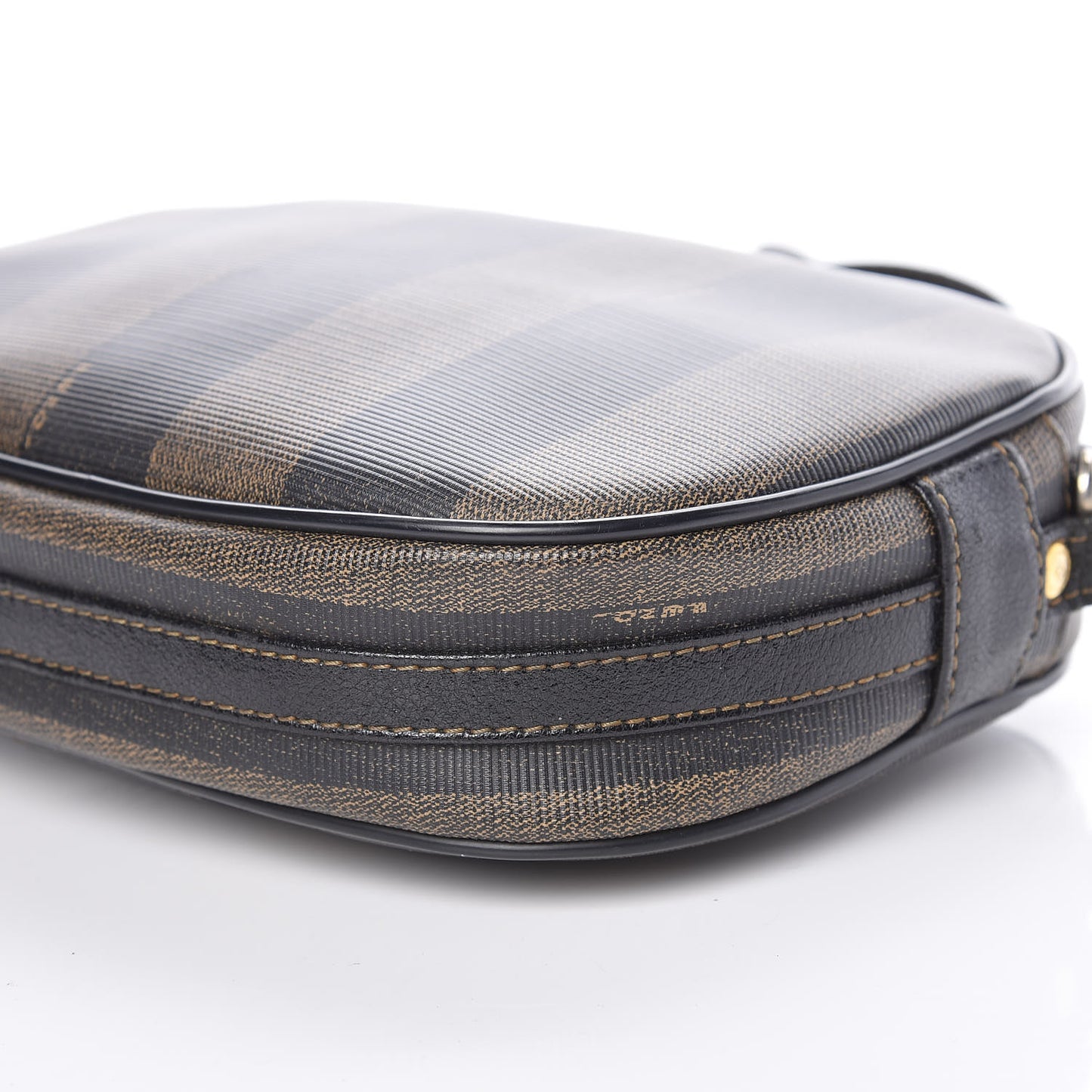 Calfskin Coated Canvas Pequin Crossbody Bag Tobacco