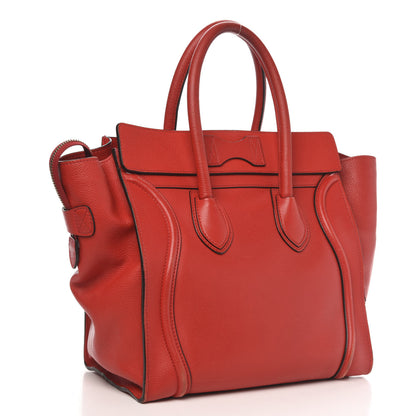 Celine Drummed Calfskin Mini Luggage Coquelicot 3 of 17