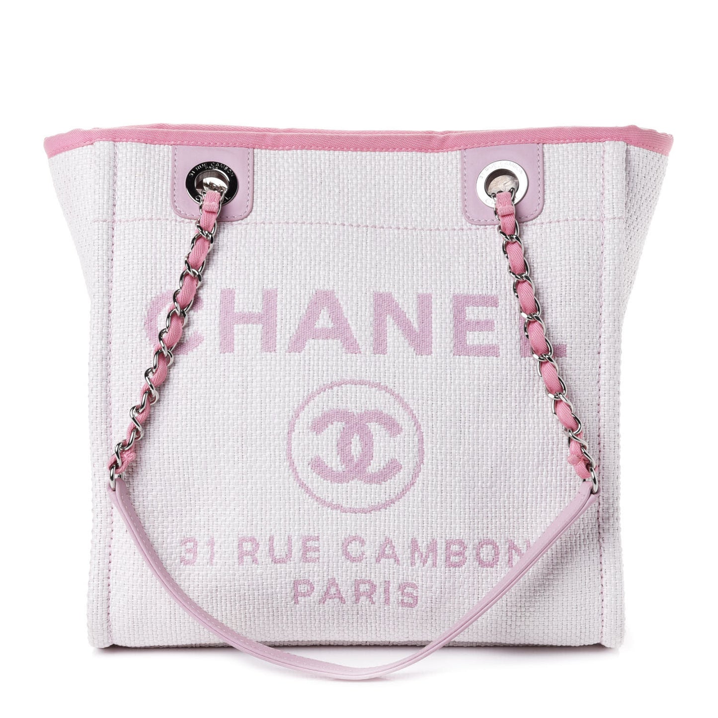 Woven Straw Raffia Mini Deauville Tote Pink