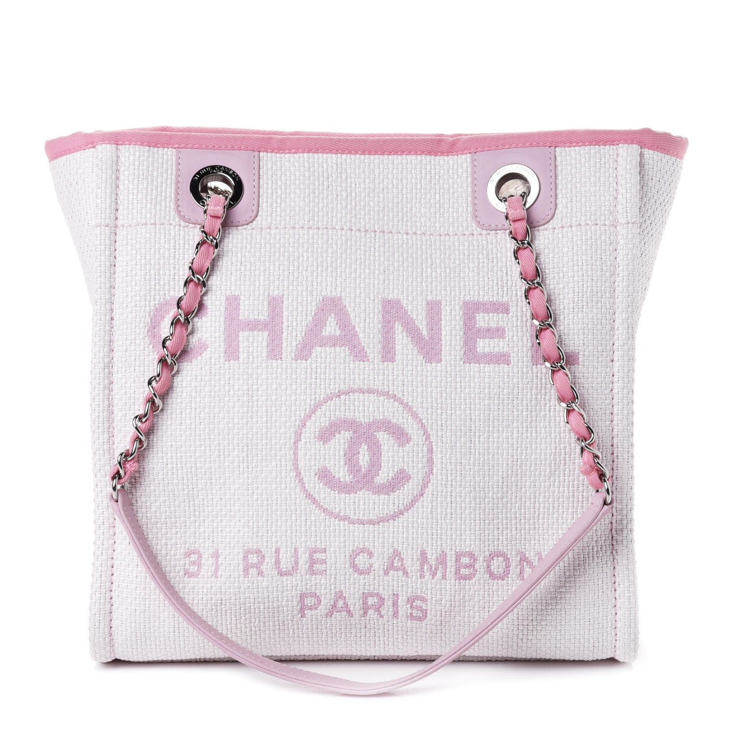 Chanel Woven Straw Raffia Mini Deauville Tote Pink 1 of 4