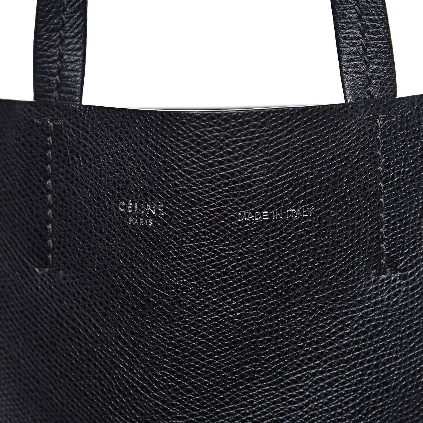 Grained Calfskin Small Vertical Cabas Black