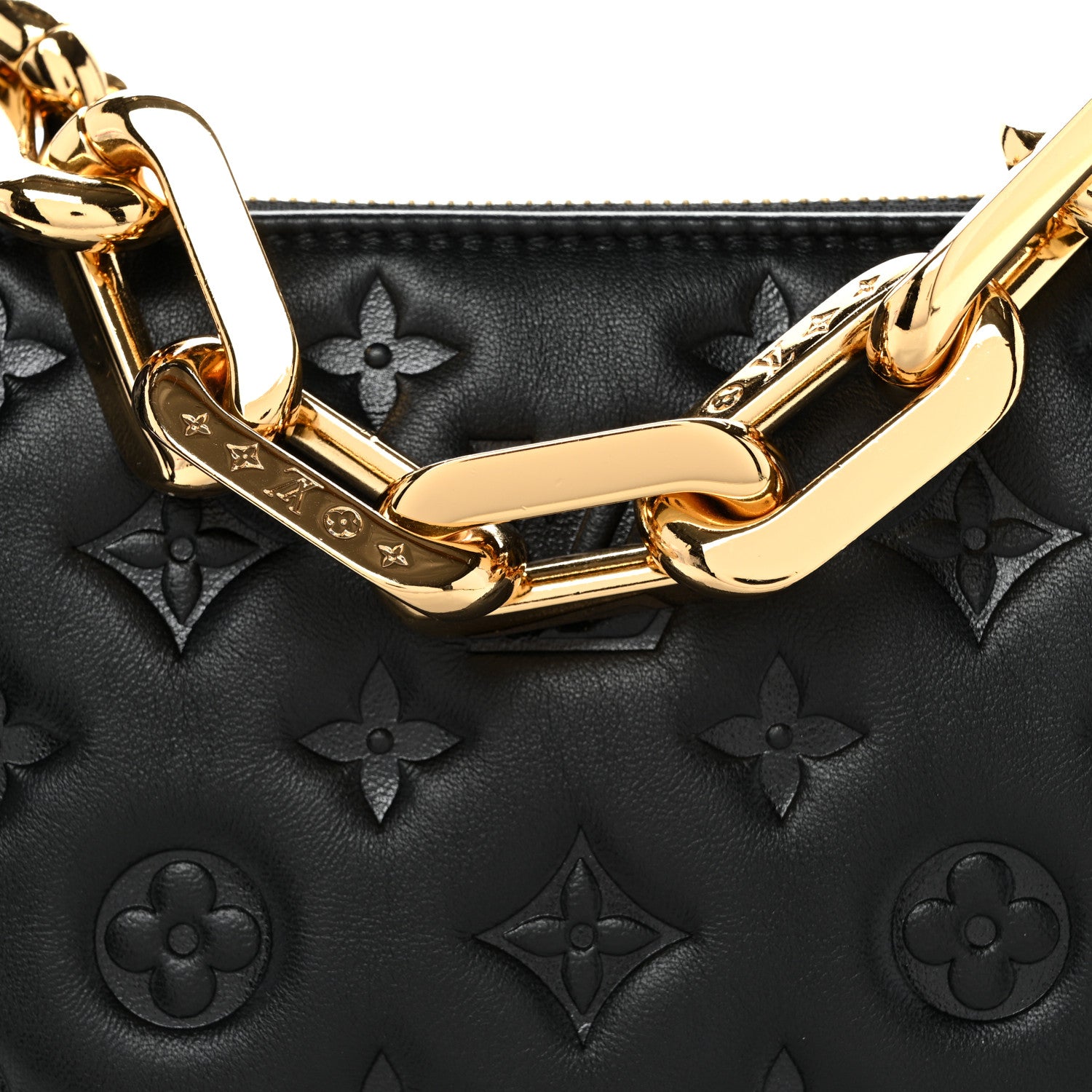 Louis Vuitton Lambskin Embossed Monogram Coussin BB Black 7 of 9