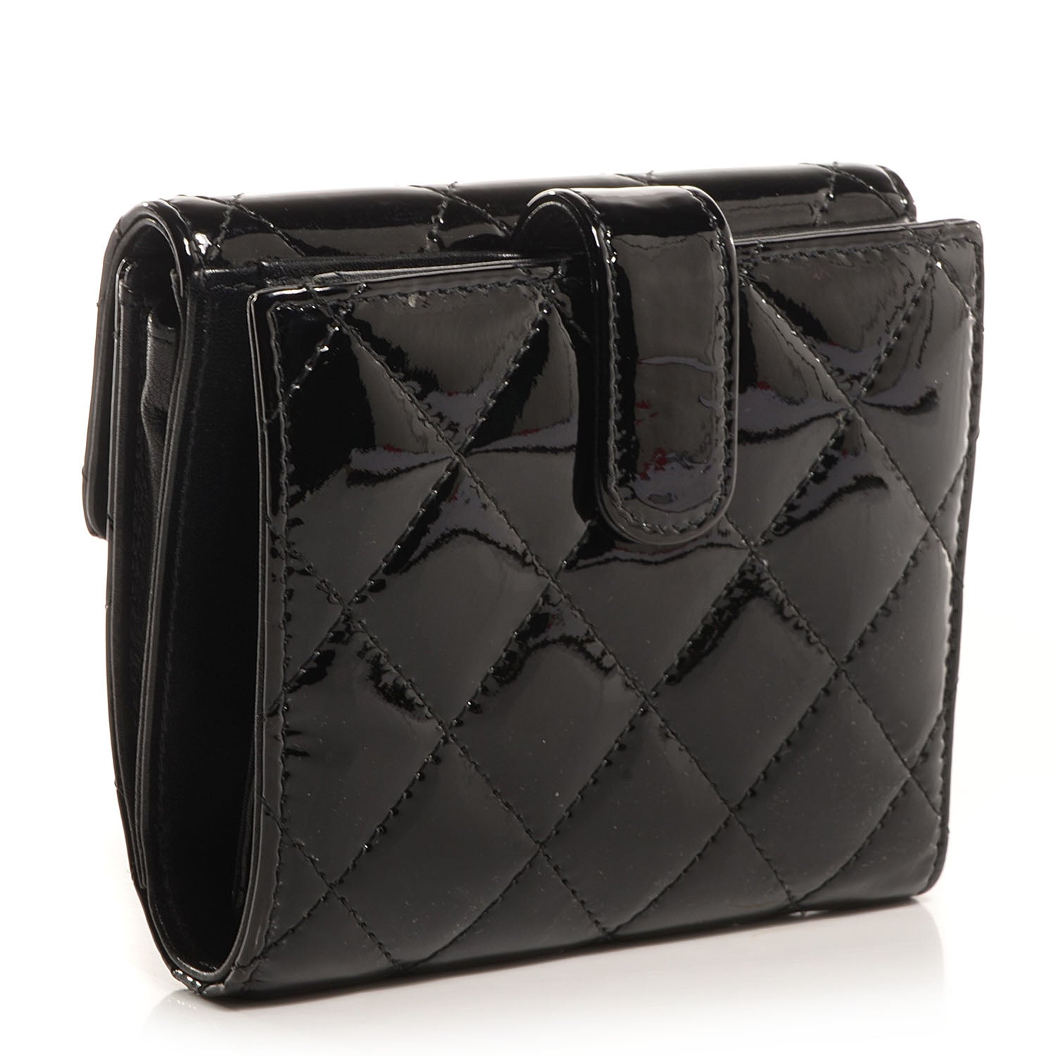 Chanel Patent Quilted Brilliant French Wallet Black 3 of 7