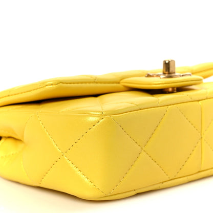 Chanel Pearly Lambskin Pearl Quilted Mini Flap Yellow 10 of 11