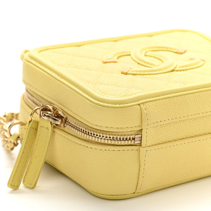 Chanel Caviar Quilted Small CC Filigree Vanity Case Yellow 7 of 9