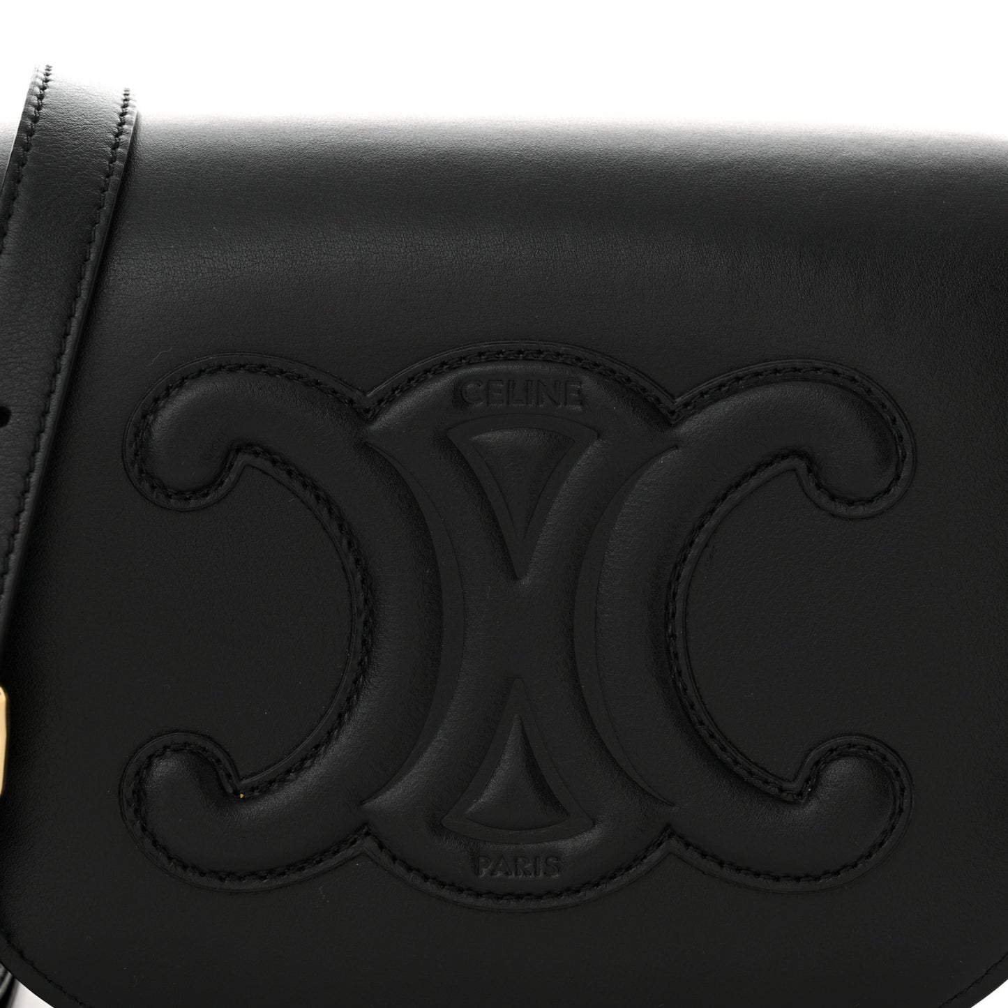 Smooth Calfskin Cuir Triomphe Folco Crossbody Bag Black